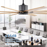 ZNTS 76 Inch Ceiling Fan with Lights Remote Control 8 Solid Wood Blades with 18W Dimmable LED Light W934P150062