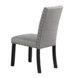 Grey Fabric Modern Set of 2 Dining Chairs Plush Cushion Side Chairs Nailheads Trim Wooden Chair B011119660