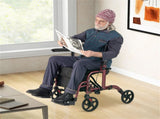 2-in-1 Rollator Walker & Wheelchair 6-Level Adjustable Handles, 1-Hand Folding, Storage 59905372