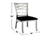 Set of 2 Black Microfiber and Metal Side Chairs in Silver B016P156811