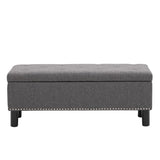 Storage Ottoman Bench Wood Legs, Upholstered Bedroom Bench Button-Tufted, Storage Bench T3593P335743