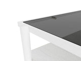 Rectangle Coffee Table with Tempered Glass top and White Legs, Modern Table for Living 38207692