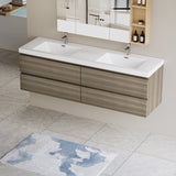 72" Floating Bathroom Vanity with Sink, Modern Wall-Mounted Bathroom Storage Vanity Cabinet with Two W1573P152709