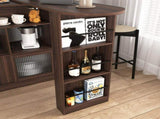 Modern Bar Cabinet with Rotating top, Counter Height Dining Cabinet with 6 Storage space and 2 12047102