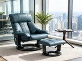 360&deg Swivel Massage Recliner Chair, 10-Point Vibration Footstool for Living Room, Blue 94968086