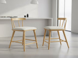 Olivia Indoor Wooden Upholstered Counter Stool, Natural Finish with Beige Upholstery, Windsor Style, N775P346246N