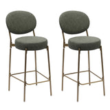 29'' H Seat Height Upholstered Bar Stools Set of 2 Faux Leather Counter Dining Stool with Golden W1757P227879
