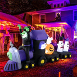 8.2ft Halloween Inflatable Train - Witch, 4 Ghosts & Pumpkin Design, 7 LED Lights 48309737