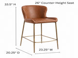26 in. Counter Stool - Brown Upholstered Seat, Gold Metal Frame, 1PC B2751P610245
