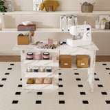 4-in-1 Folding Sewing Table with Lockable Wheels Multi-Functional Craft Station, End Table, W2700P311798
