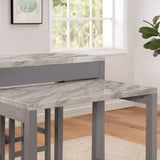 ZNTS Light Gray Counter Height Table w NESTED TABLE Dining Room Furniture Faux Marble Top Table B011P232972