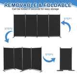 ZNTS 6FT 4-Fold 160g Polyester Fabric Plastic Foot Carbon Steel Frame Foldable Screen Black 26089175