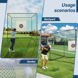 ZNTS 10X10X10FT Golf Practice Net Cage w/ Metal Frame Hitting Net Kit Indoor Outdoor W1422P149757