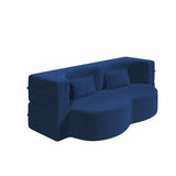 Modern Floor Sofa with 2 Pillows,Convertible Teddy Fabric Foam-Filled Sleeper Sofa Bed,15" Full Size W1885P272263