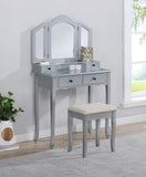 ZNTS Sanlo Wooden Vanity Make Up Table and Stool Set, Silver T2574P162838