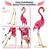 2-Piece Flamingo Ornament Set - Stunning Gradient Feathers Metal Statues Outdoor Garden/Patio Decor 18286522