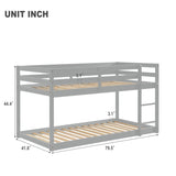 ZNTS Twin over Twin Floor Bunk Bed,Grey 48373666