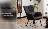 Leather Armchair, Modern Accent Chair High Back, Living Room Chairs with Metal Legs and Soft Padded, W2105P171823