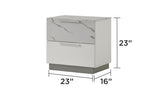 Mist Nightstand Two-Tone High-Gloss Marble & Lacquer Finish with Two Drawers, Velvet-Lined G150108676