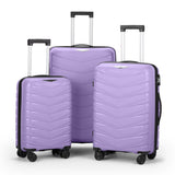 ZNTS FCH V-shaped stripes 3-in-1 PP trolley case 20in 24in 28in PP iron trolley fashionable color - taro 87245247