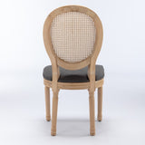 A&A Furniture,French Style Solid Wood Frame Antique Painting Linen Fabric Rattan Back Dining W1143141069