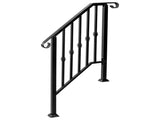 Matte Black Outdoor 2-Step Iron Handrail 08040361