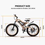 ZNTS AOSTIRMOTOR S18-1500W 26" 1500W Electric Bike Fat Tire 48V 15AH Removable Lithium Battery Mountain