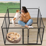 ZNTS Dog Playpen Pet Dog Fence, 32" Height 8 Panels Metal Dog Pen, Outdoor Exercise Pen with Door for RV, 30119568