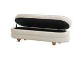 One Size Oval Channel Storage Bench with Wooden Ball Feet, Cream B035P600797