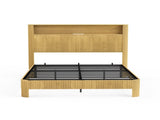Queen Size bed frame with storage headboard, built-in charging station, wavy curved lines design, 02680710