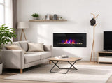 Black 28.5" Wall-Mounted Electric Fireplace, 1450W with Realistic Flame Effect & 7-Color Ambient 84832048