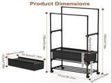 3 Tiered Portable Clothing Rack For Bedroom Entryway Double Hanging Rods Sturdy Iron Garment Rack 09895444