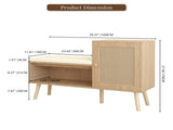 2-in-1 Shoe Storage Bench, PP Rattan Shoe Cabinet with 2 Adjustable Shelves and Removable Seat W808P212813