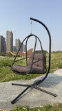 Swing Egg Chair with Stand Indoor Outdoor Wicker Rattan Patio Basket Hanging Chair with C Type W2707P296435