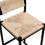 Creamy White Paper Rope Woven Bar Stools Set of 2 Hand Weave Counter Stool with footrest for Kitchen W1757138689