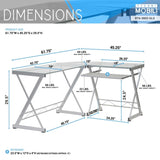 ZNTS L-Shaped Tempered Glass Top Computer Desk with Pull Out Keyboard Panel, Clear 70147724