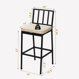 2PCS Patio Bar Chairs, Heavy-Duty Metal Frame Bar Stools Set of 2, Indoor Outdoor All-Weather 21041712