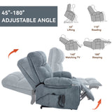 Grey Dual Motor Infinite Position Up to 350 LBS Chenille Power Lift Recliner Chair, Heavy Duty W3224P294319
