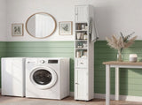 White MDF with vertical stripes, 20*20*180cm, 1 drawer, 2 doors, 4 shelves, narrow bathroom vanity 04438607