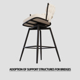 26" Bar Chair Soft cloth Woven Bar Stool Set of 2,Black legs Barstools No Adjustable Kitchen Island 55250138