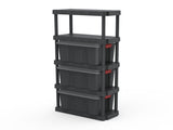 5-Tier Black Plastic Shelf Unit, 68.8 H x 30 W x 13.88 D, 350 lb Capacity 05665084
