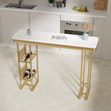 ZNTS 55.1" Modern Straight Bar Table with Shelves in White & Gold WF322497AAG