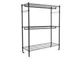 2Tier Rod Closet Organizer Garment Rack Clothes Storage Hanger Shelf Hooks Black 08929883