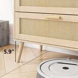 Rattan 6 Drawers Chest of Dressers for Bedroom, Modern 6 Drawer Dresser, Wide Chest of Drawers with W1706P189827
