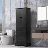 ZNTS Storage Cabinet with 2 Doors and 4 Drawers for Bathroom, Office, Adjustable Shelf, MDF Board with WF302825AAB