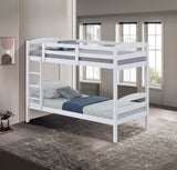 Twin Over Twin Transitional Bunk Bed Arch Design White Finish B2741P346375
