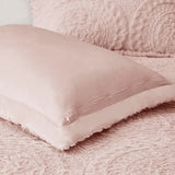Twin Embroidered Medallion Faux Fur Ultra Plush Comforter Mini Set B03597036