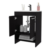 Shell Bathroom Vanity with 2 Doors and Open Storage, Wengue B128P314798
