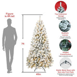 ZNTS 6FT Pre-lit Flocked Christmas Tree with 760 Memory Wire Tips – Effortlessly Fluffed, Perfectly W1773P199066