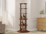73" Tall Round Wine Rack, Freestanding Wine Bar Cabinet With Rotating Design Wine Glass Rack, N728P513727Z